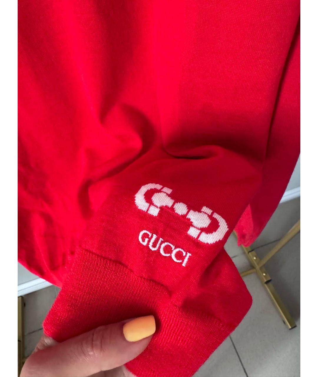 GUCCI Красный шерстяной джемпер / свитер, фото 5