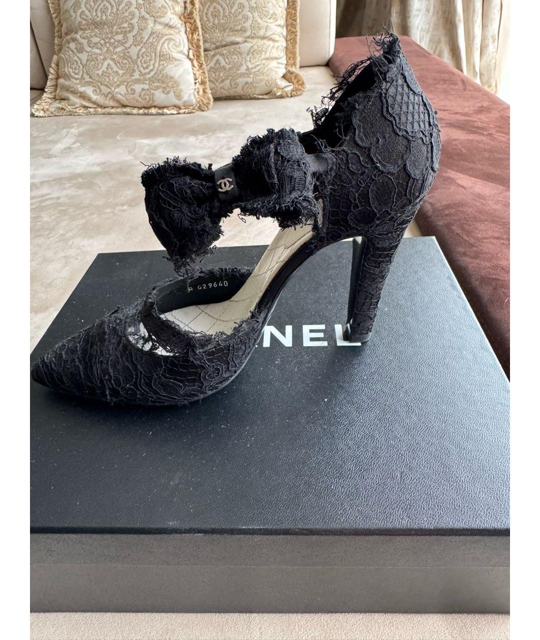 CHANEL Черные текстильные туфли, фото 5