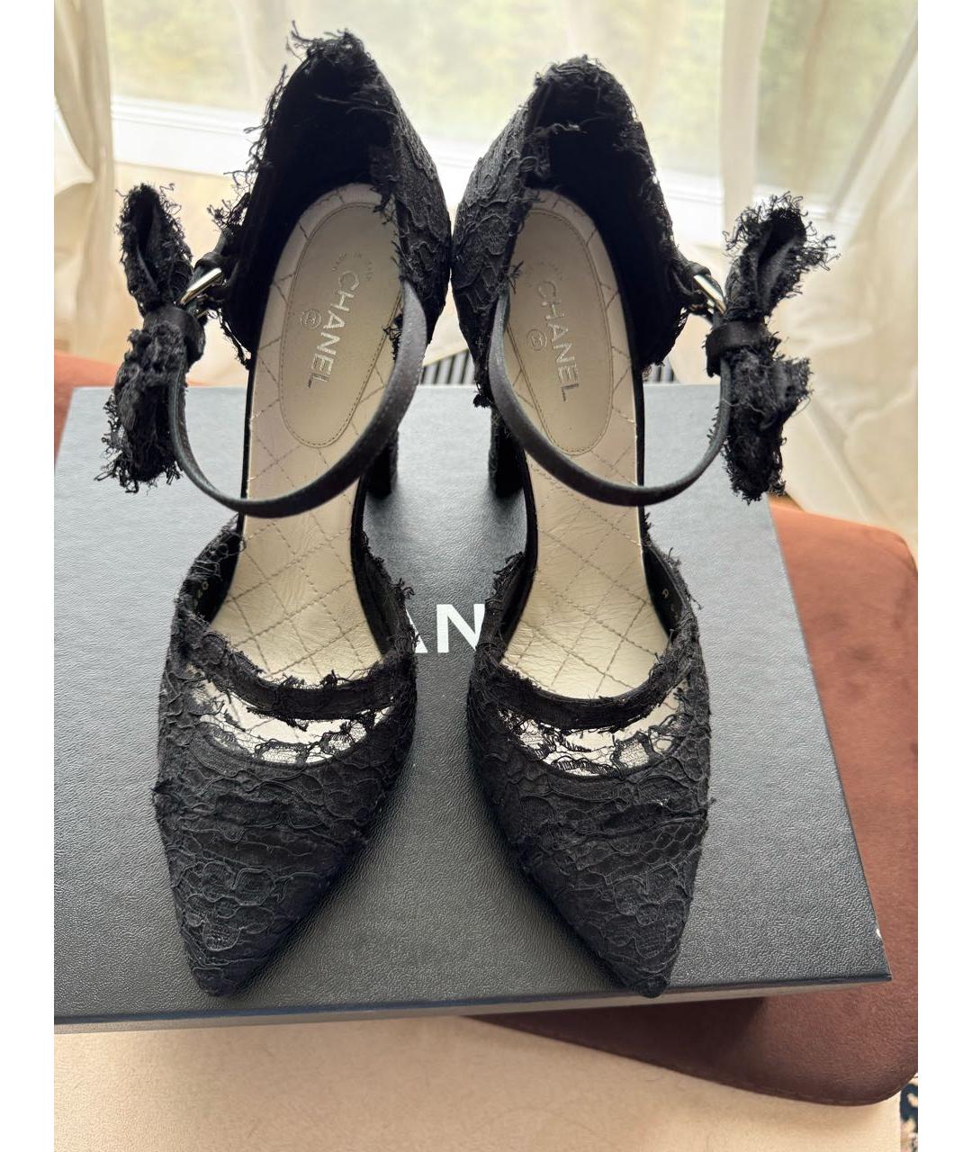 CHANEL Черные текстильные туфли, фото 3