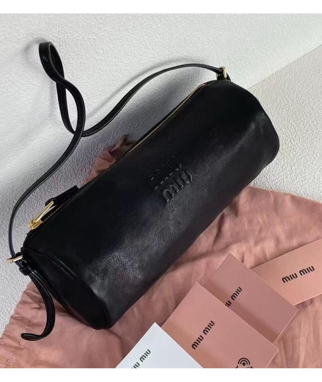 MIU MIU Черная кожаная сумка с короткими ручками, фото 5