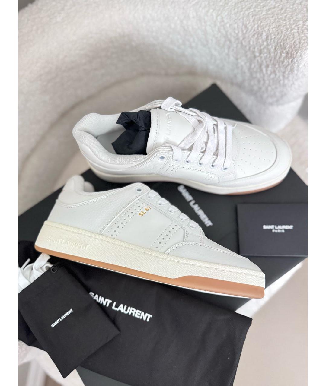 SAINT LAURENT Белые кожаные кеды, фото 2