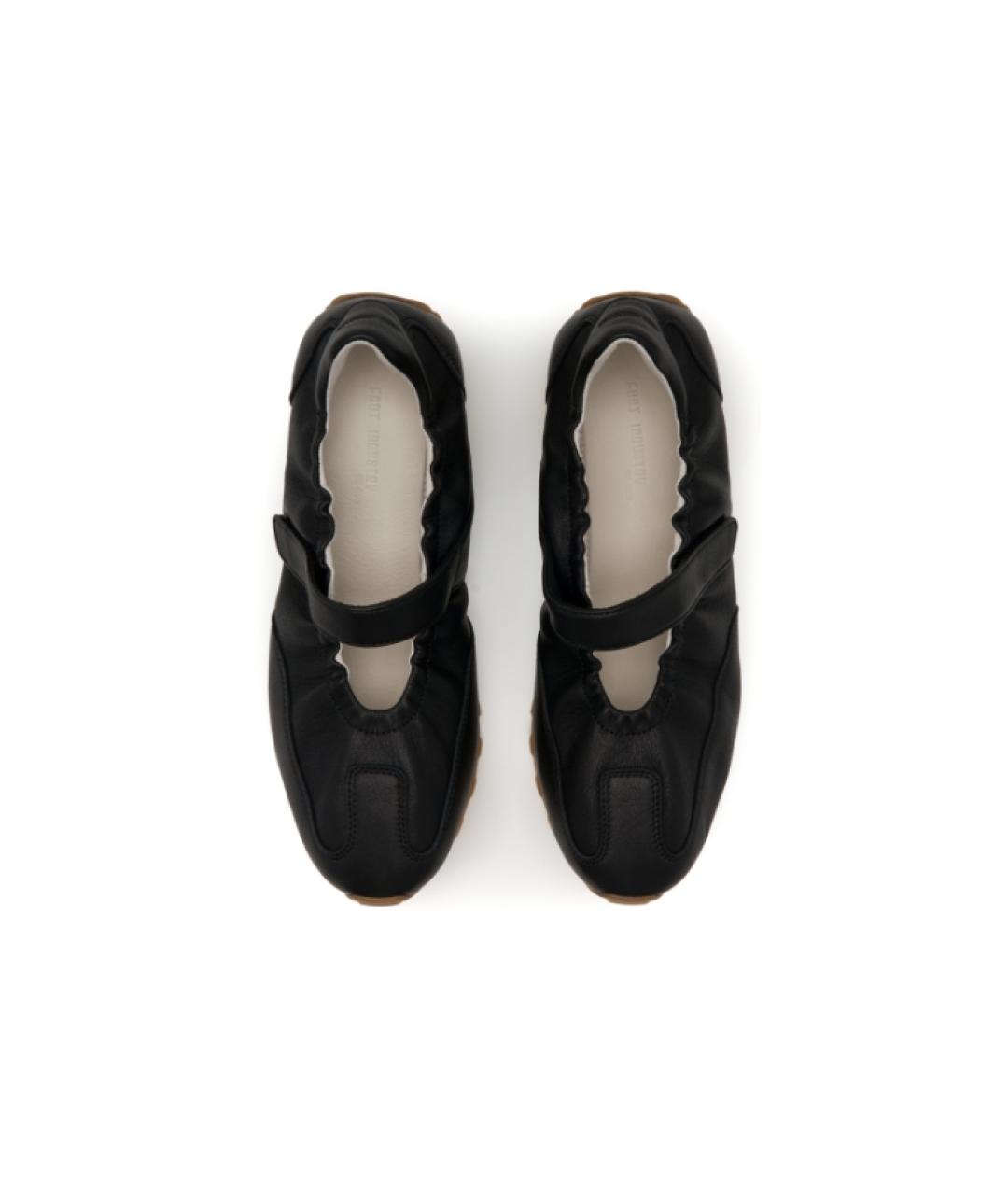 FOOT INDUSTRY Черные кожаные низкие кроссовки / кеды, фото 4