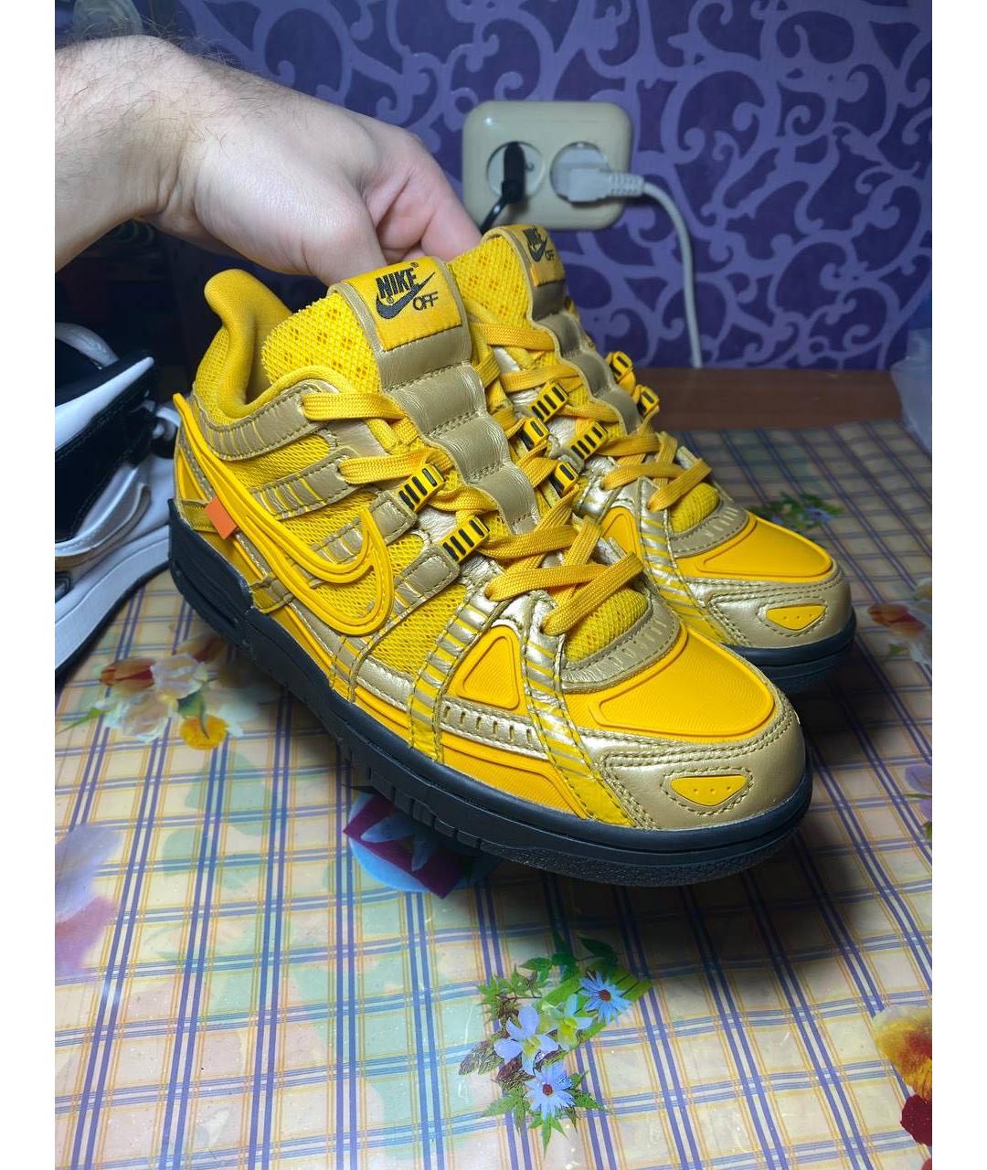 NIKE X OFF-WHITE Желтые высокие кроссовки / кеды, фото 5