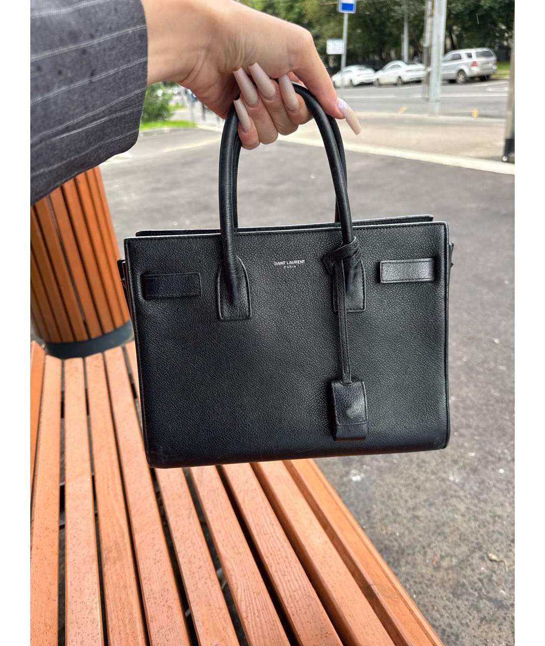 SAINT LAURENT Черная кожаная сумка через плечо, фото 5