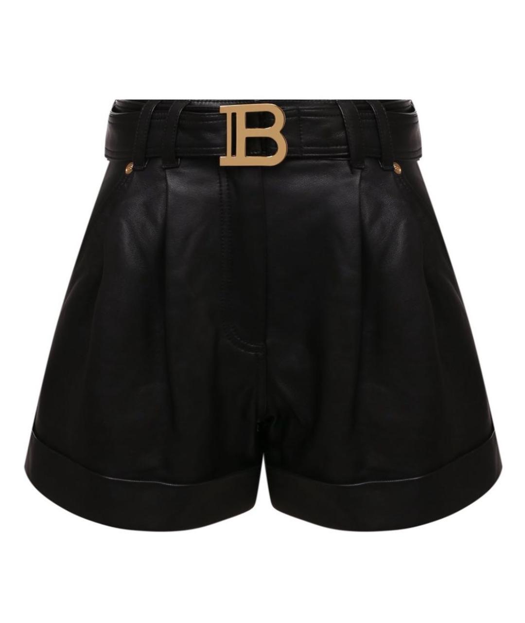 BALMAIN Черные кожаные шорты, фото 1