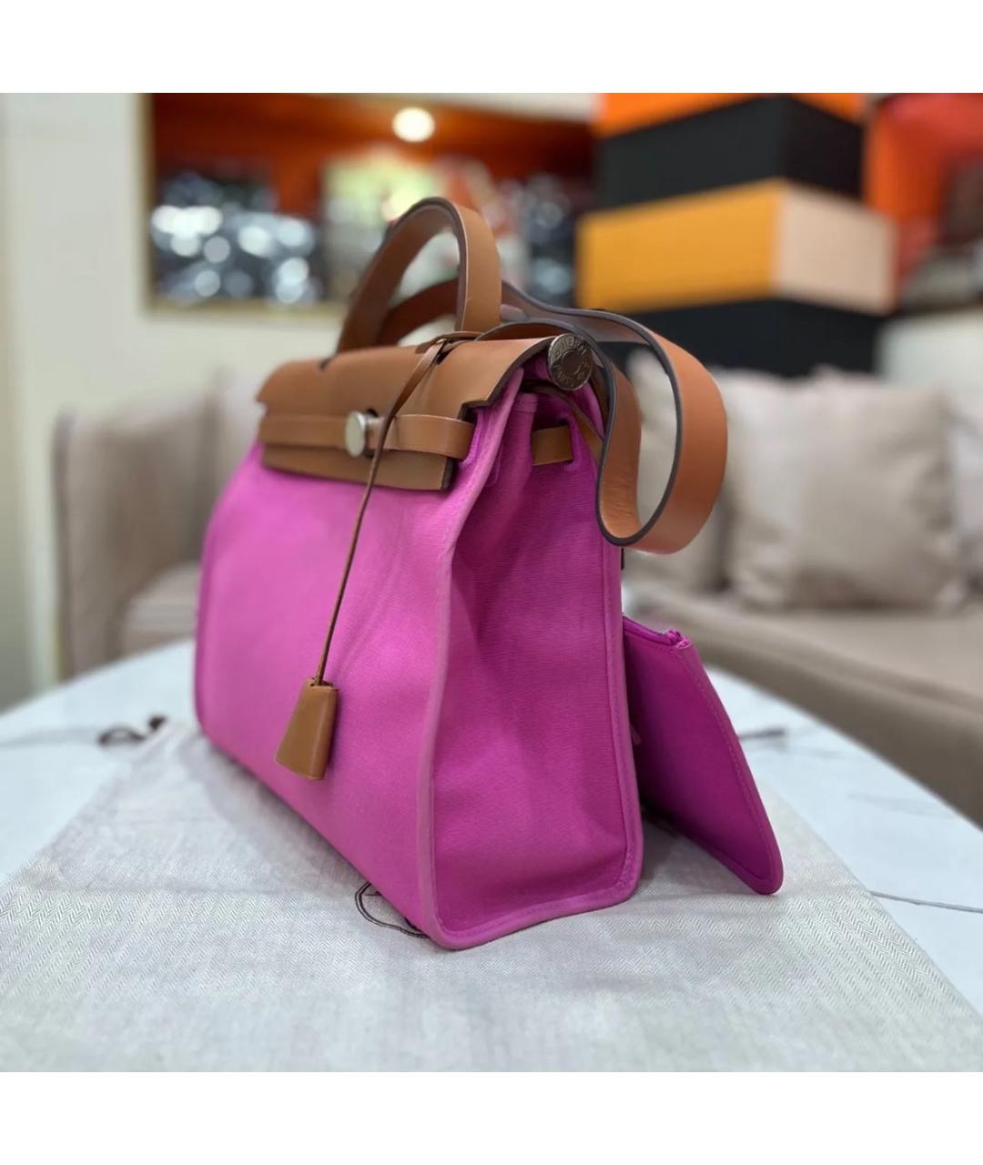 HERMES Розовая сумка с короткими ручками, фото 4
