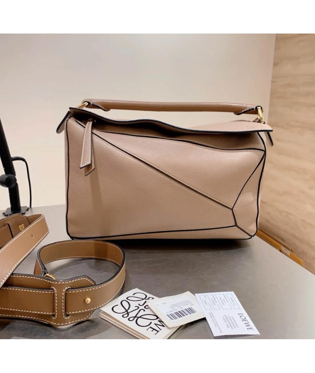 LOEWE Бежевая кожаная сумка через плечо, фото 10