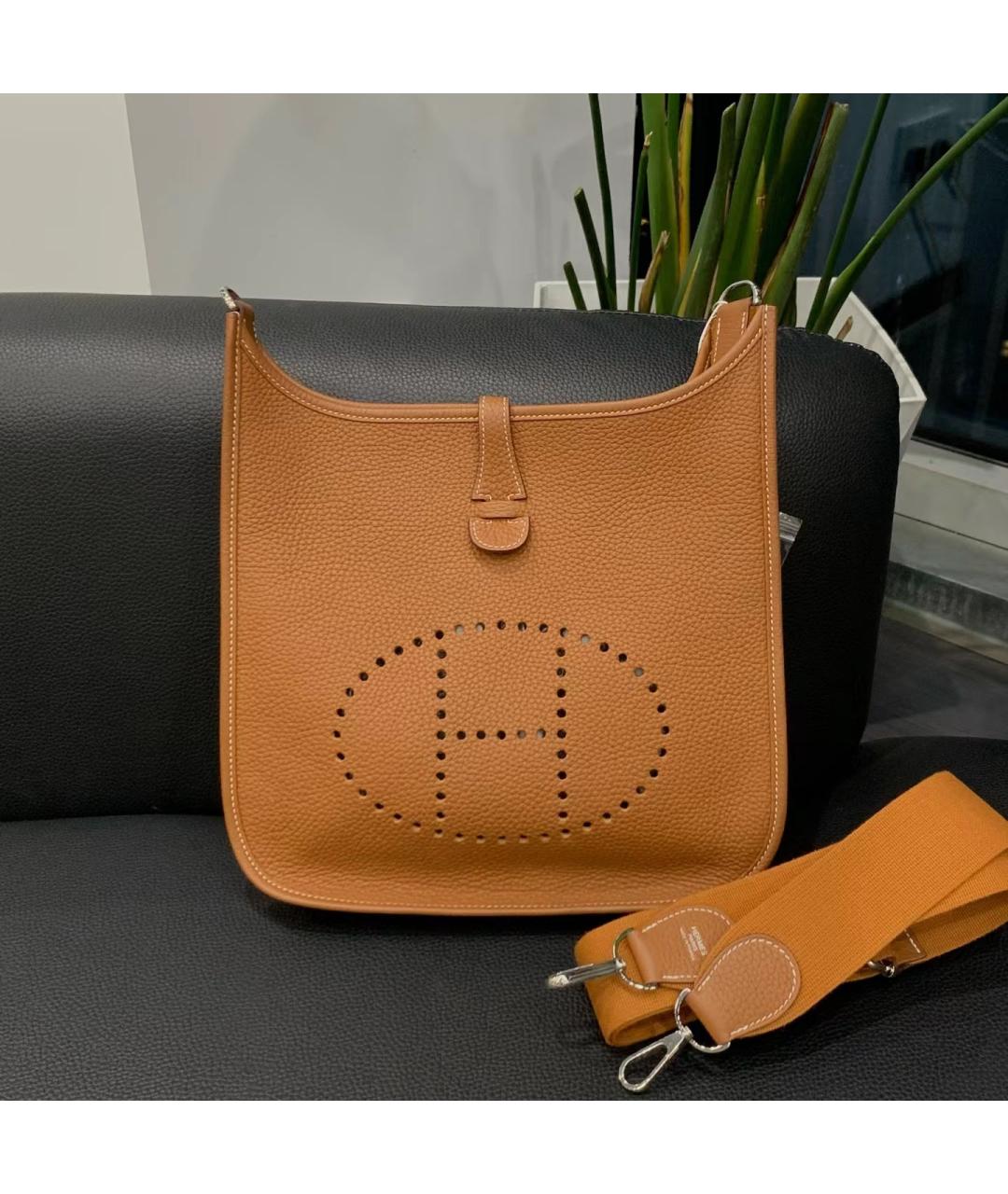 HERMES Коричневая кожаная сумка через плечо, фото 5