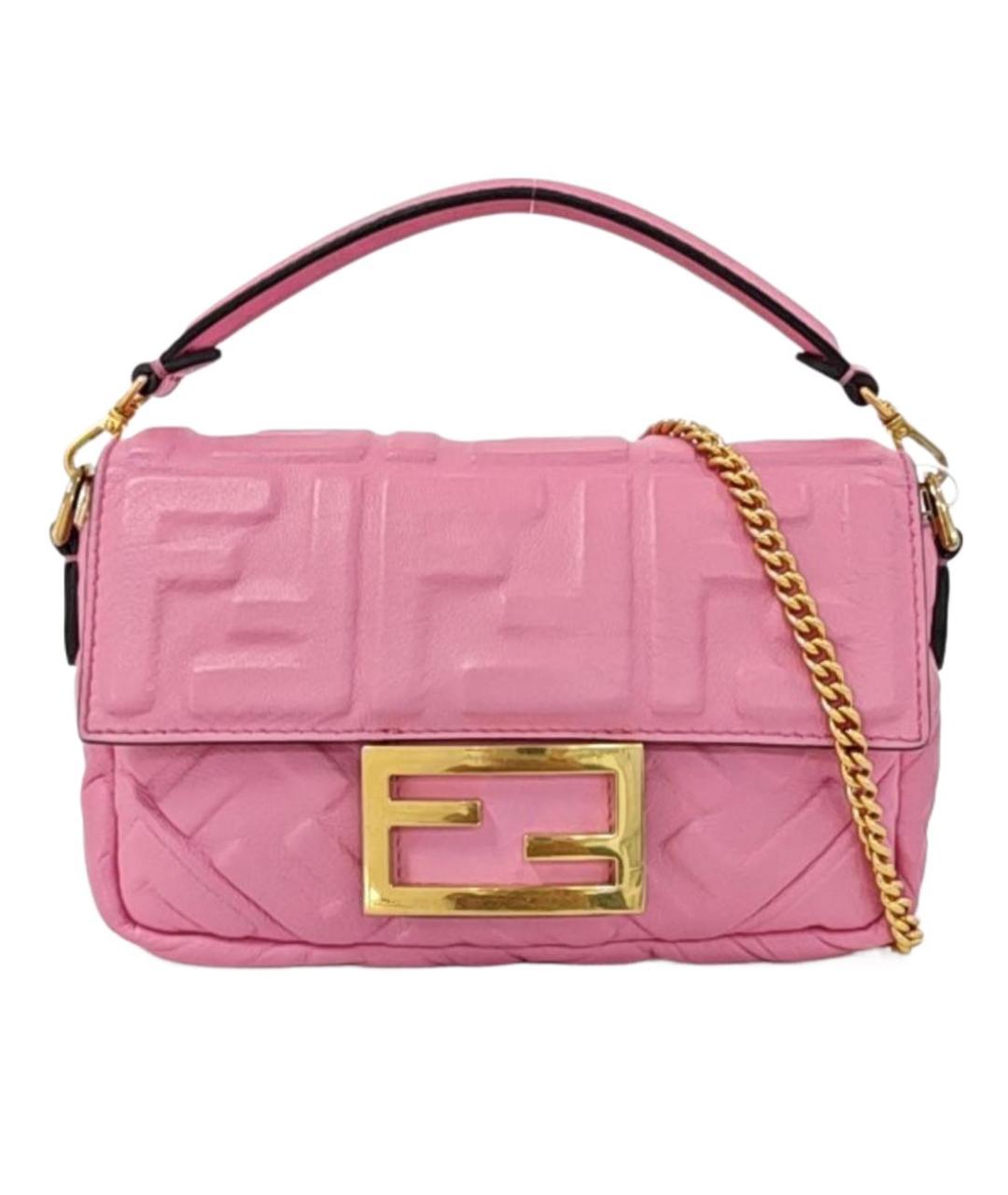 FENDI Розовая кожаная сумка через плечо, фото 1