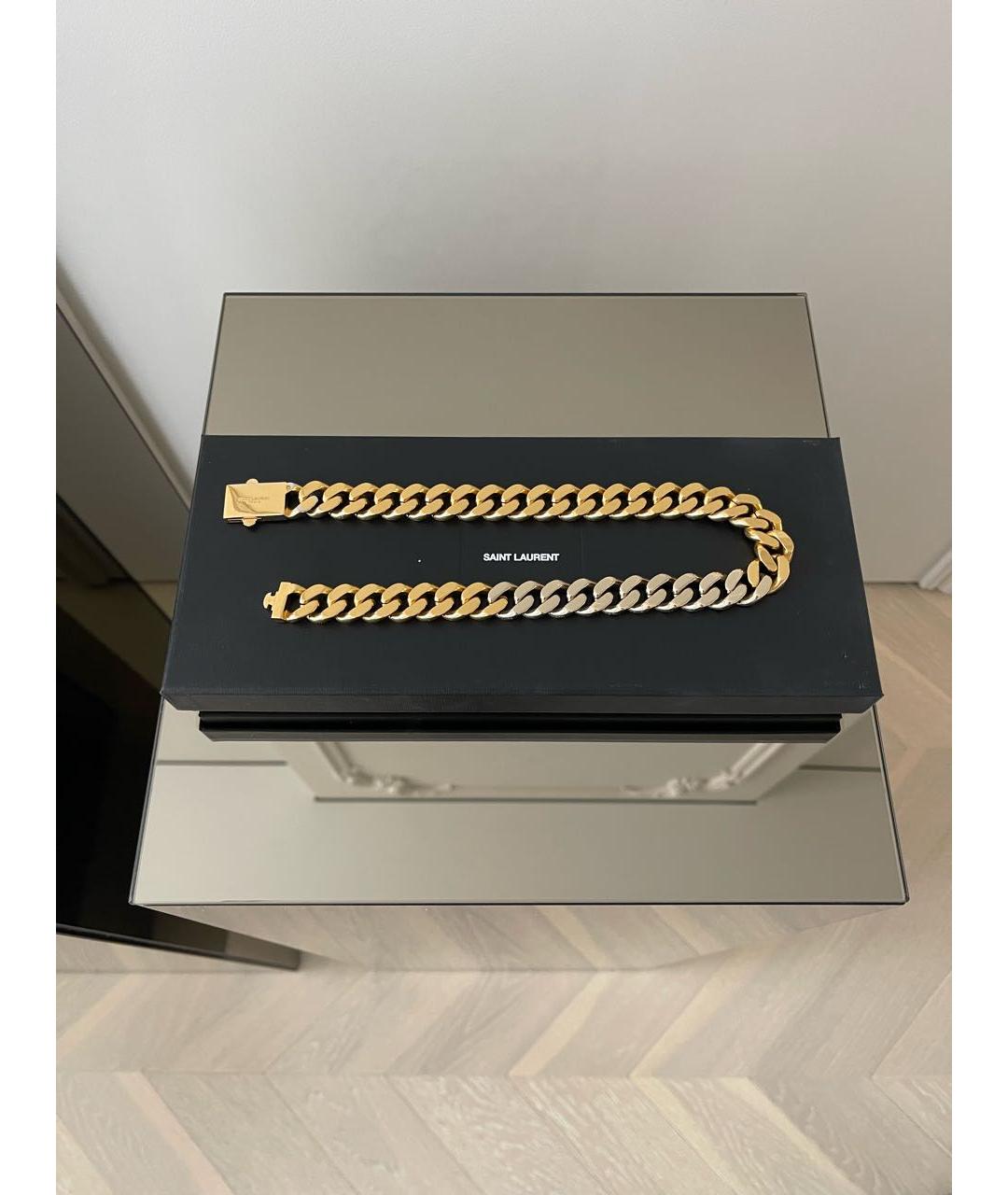 SAINT LAURENT Золотое латунное колье, фото 4