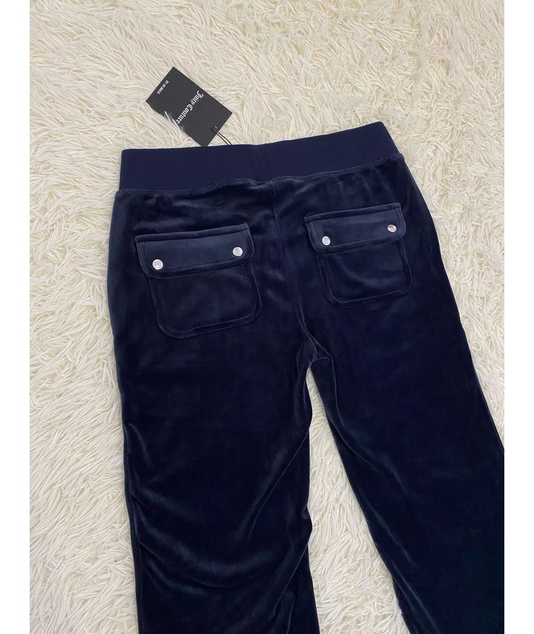 JUICY COUTURE Темно-синие велюровые спортивные брюки и шорты, фото 4