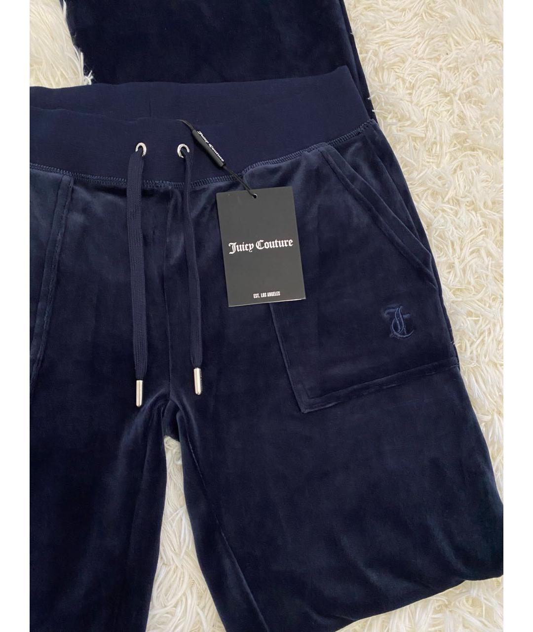 JUICY COUTURE Темно-синие велюровые спортивные брюки и шорты, фото 2