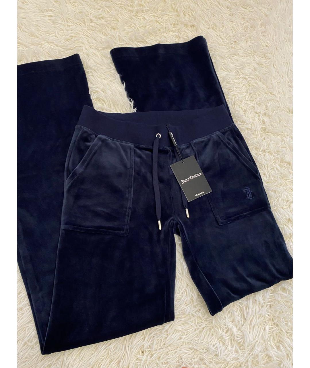 JUICY COUTURE Темно-синие велюровые спортивные брюки и шорты, фото 3