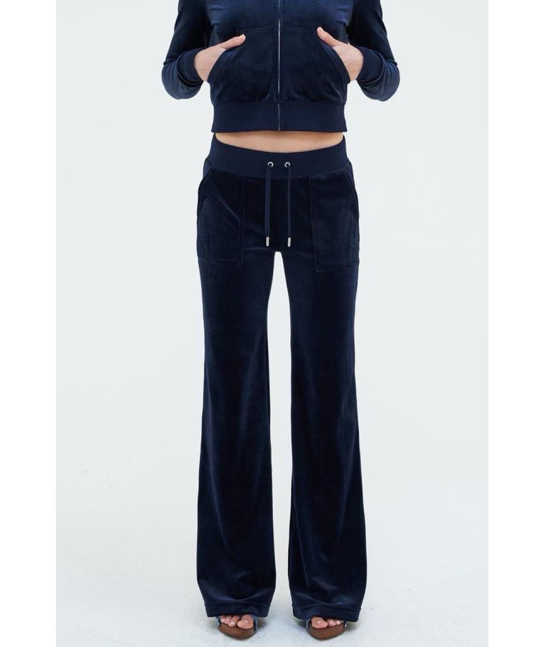 JUICY COUTURE Темно-синие велюровые спортивные брюки и шорты, фото 6
