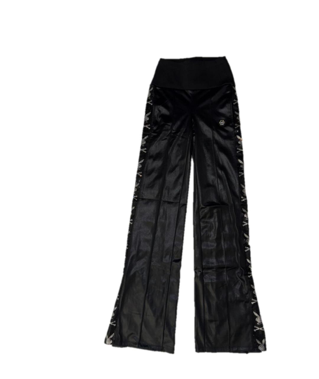 PHILIPP PLEIN Черные полиэстеровые брюки широкие, фото 1