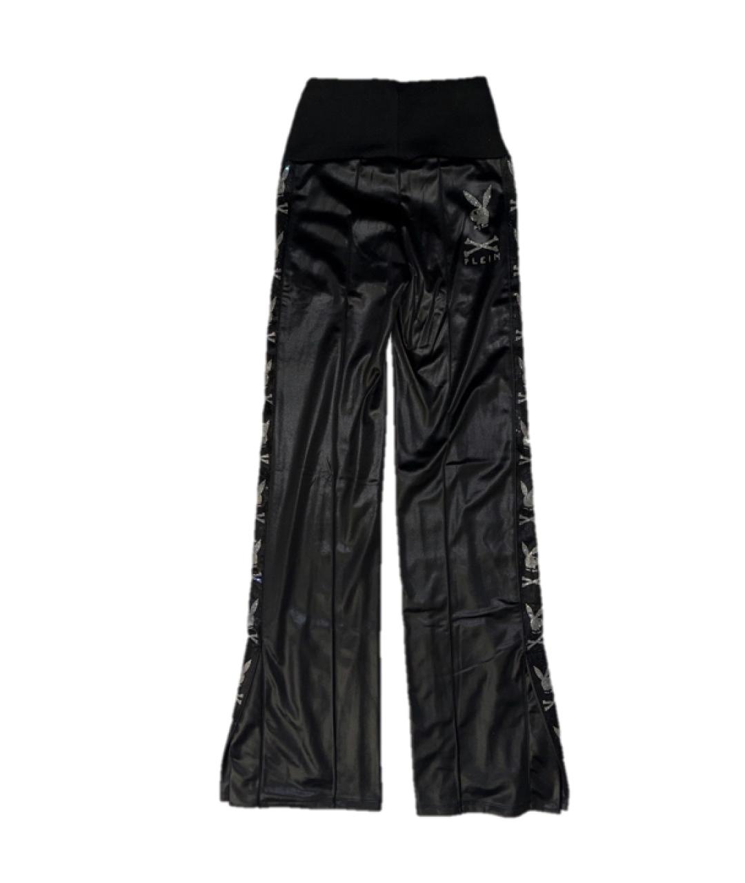 PHILIPP PLEIN Черные полиэстеровые брюки широкие, фото 2