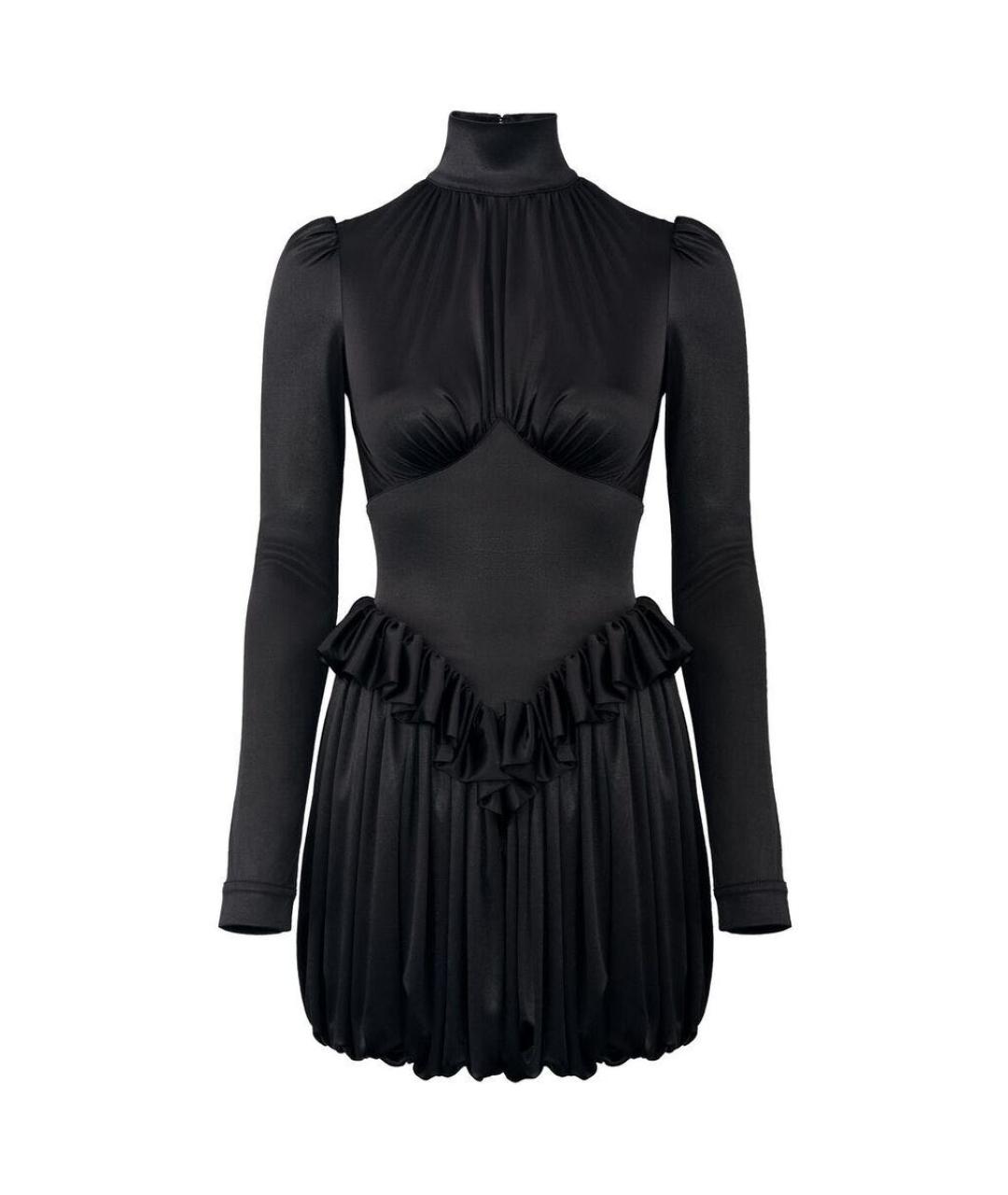 PACO RABANNE Черное атласное вечернее платье, фото 1