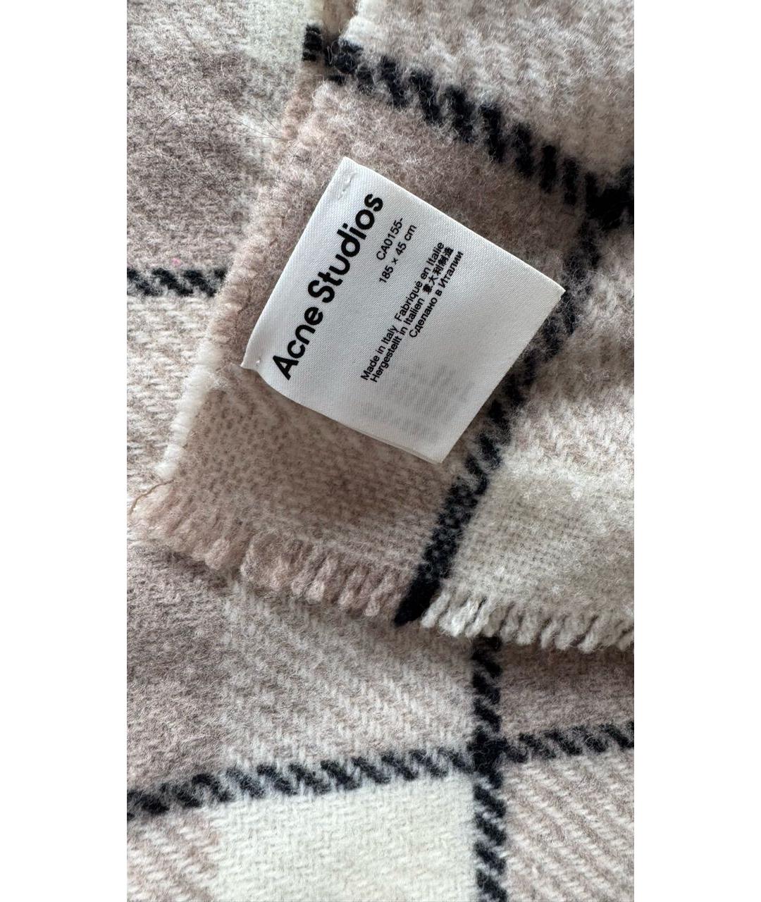 ACNE STUDIOS Бежевый шерстяной шарф, фото 3