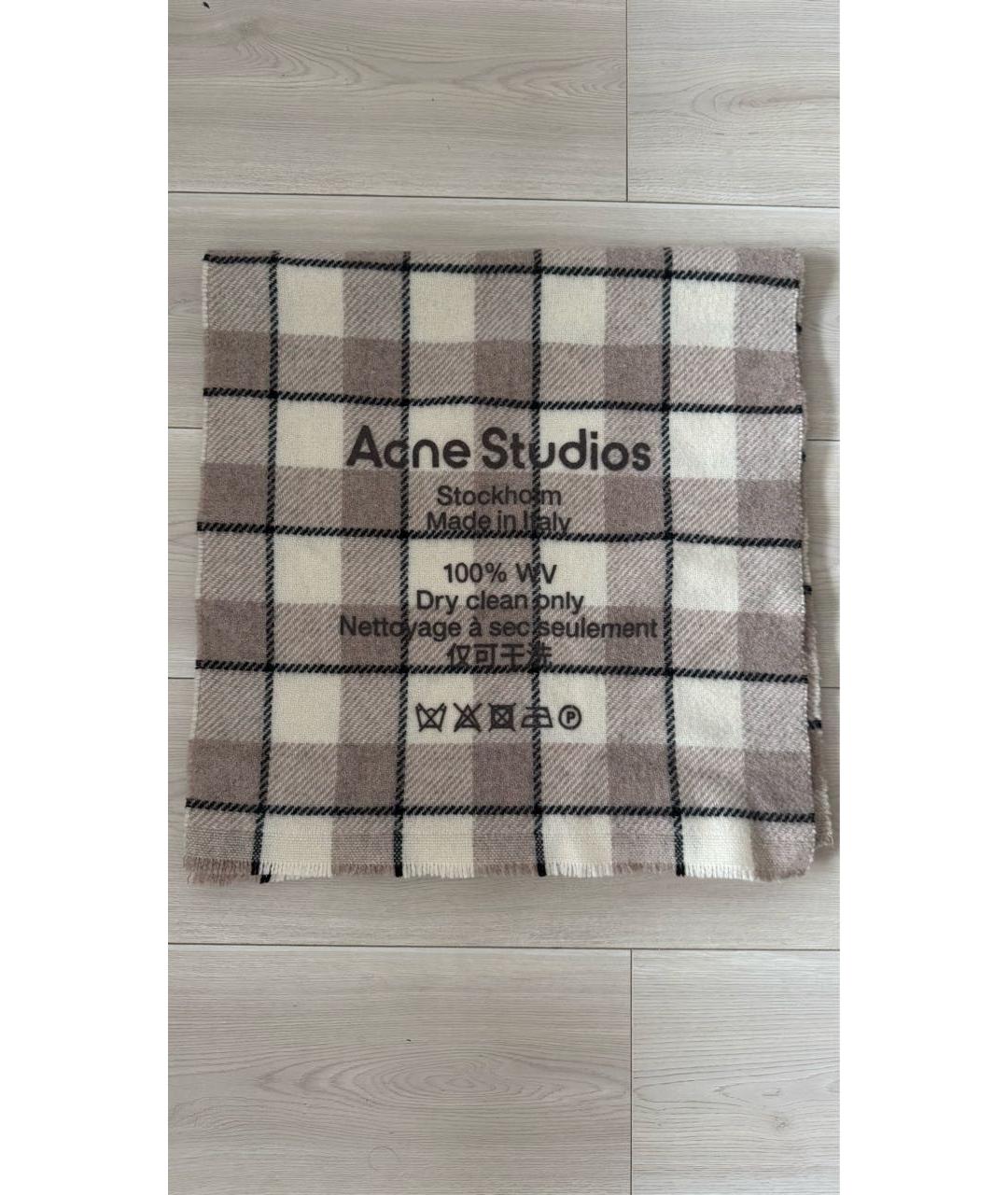 ACNE STUDIOS Бежевый шерстяной шарф, фото 5