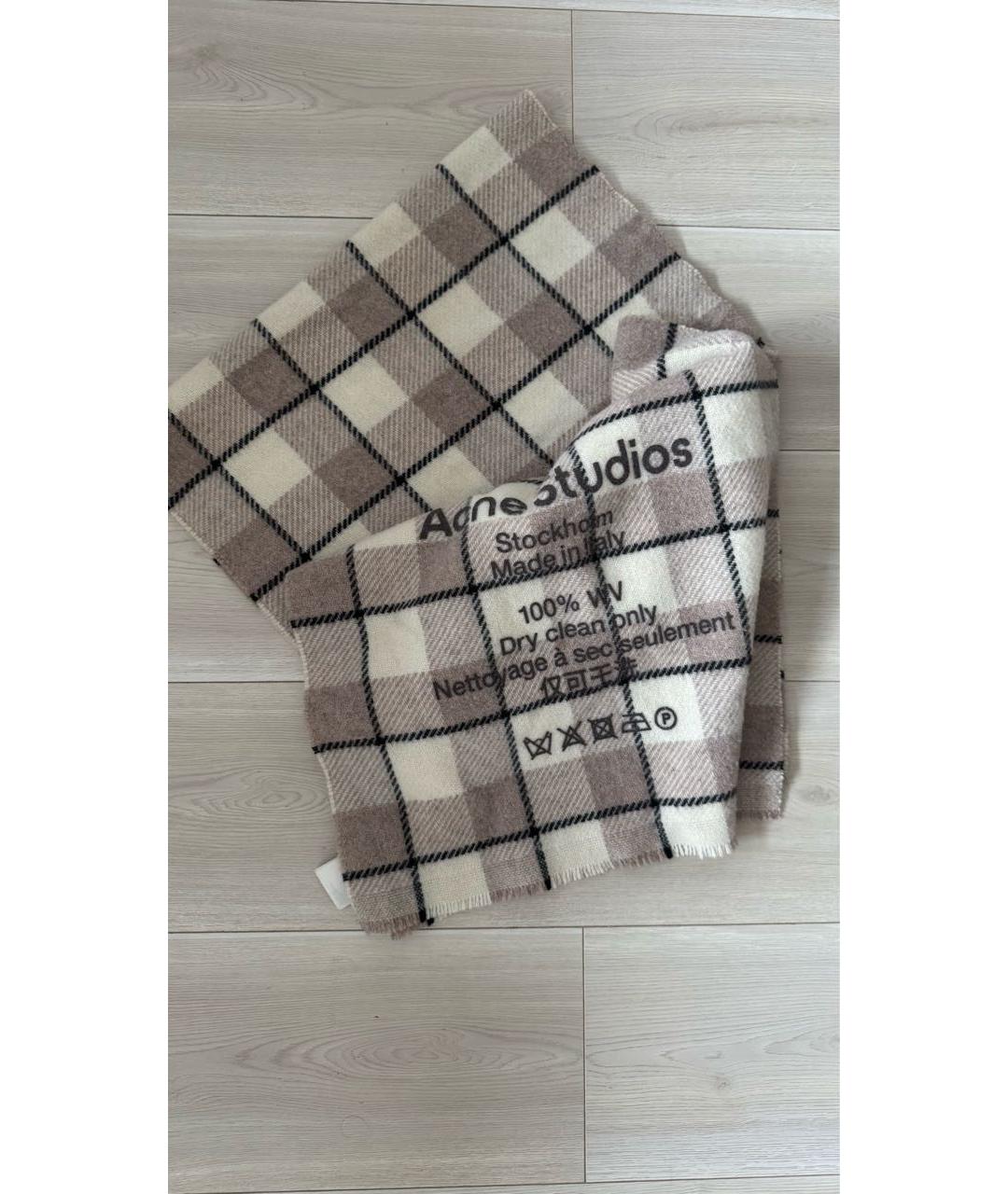 ACNE STUDIOS Бежевый шерстяной шарф, фото 2