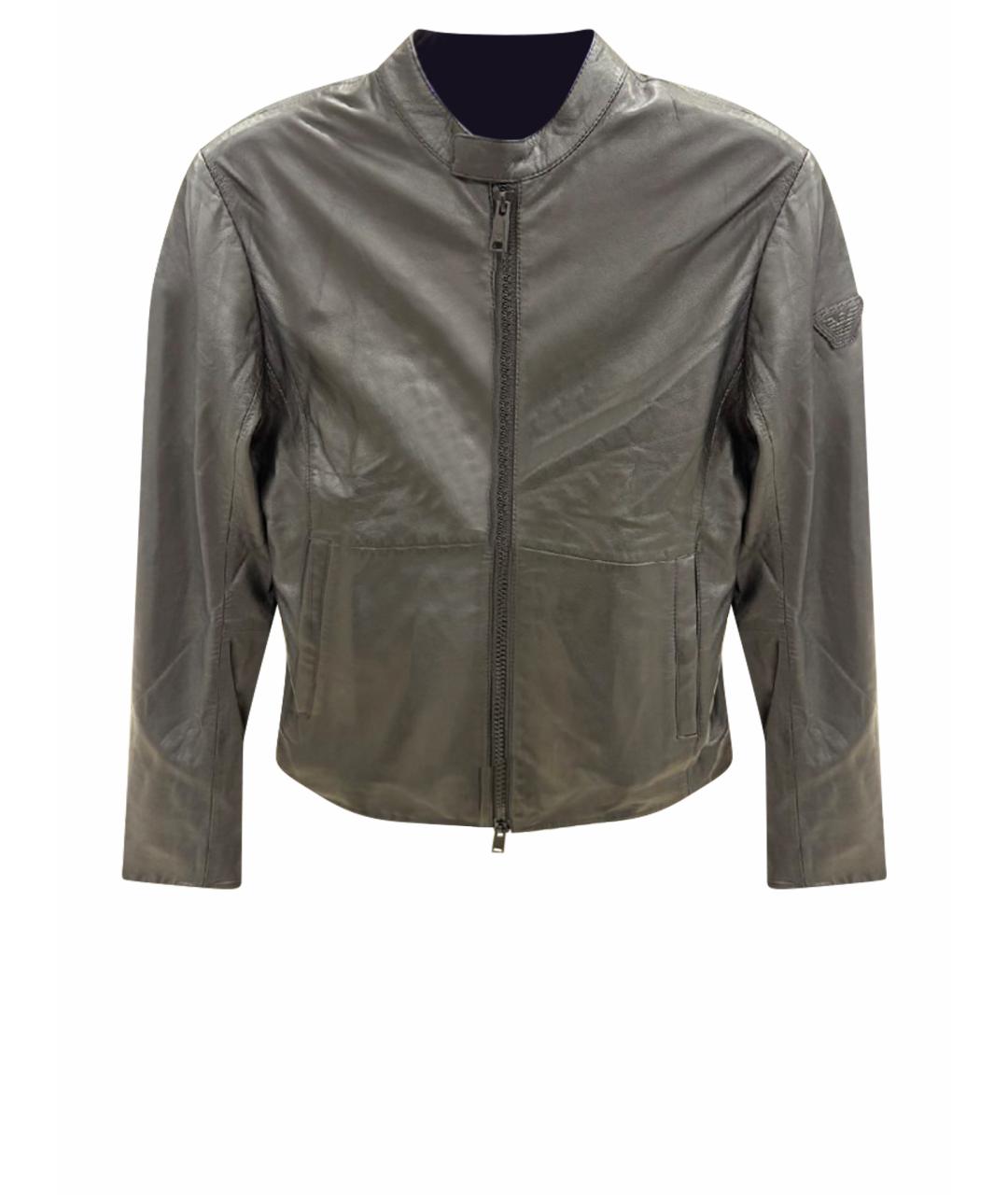 EMPORIO ARMANI Черная кожаная куртка, фото 1