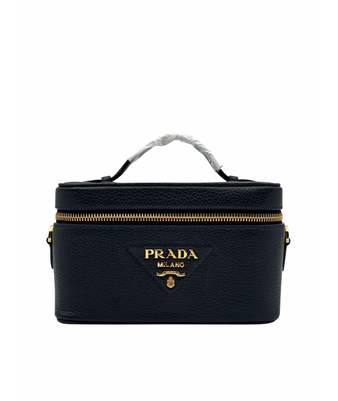 PRADA Черная кожаная сумка с короткими ручками, фото 1