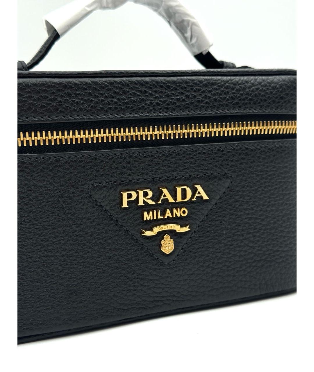 PRADA Черная кожаная сумка с короткими ручками, фото 2