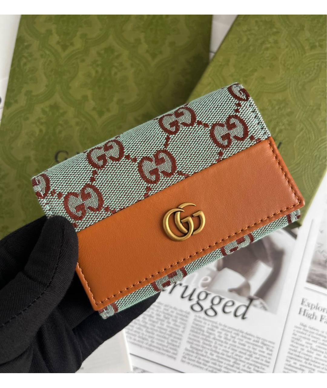 GUCCI Коричневый кожаный кардхолдер, фото 4