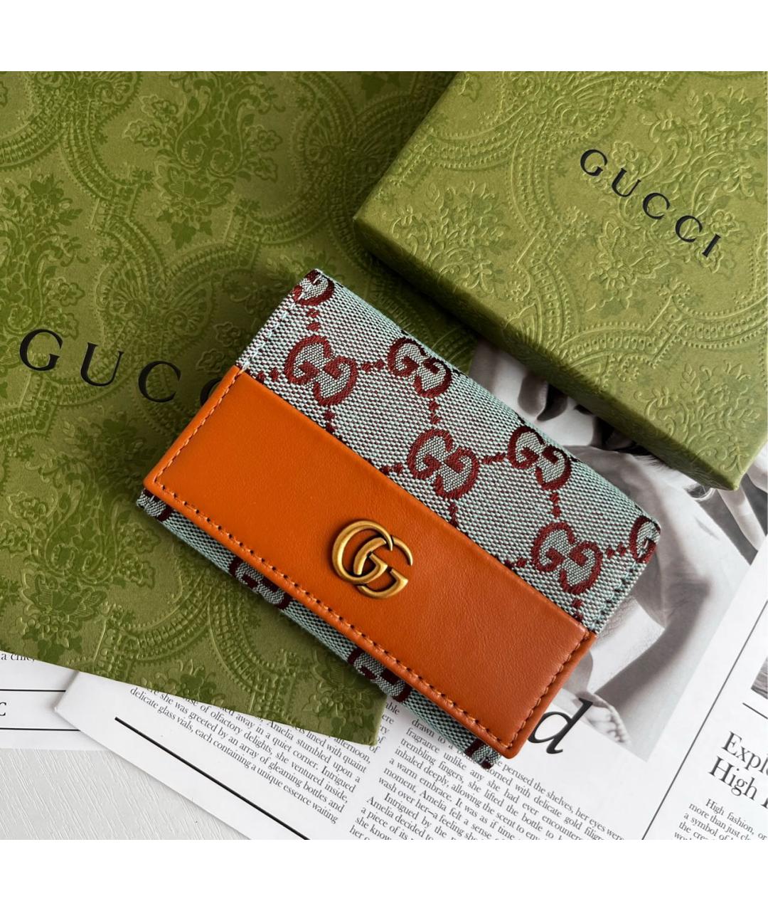 GUCCI Коричневый кожаный кардхолдер, фото 8