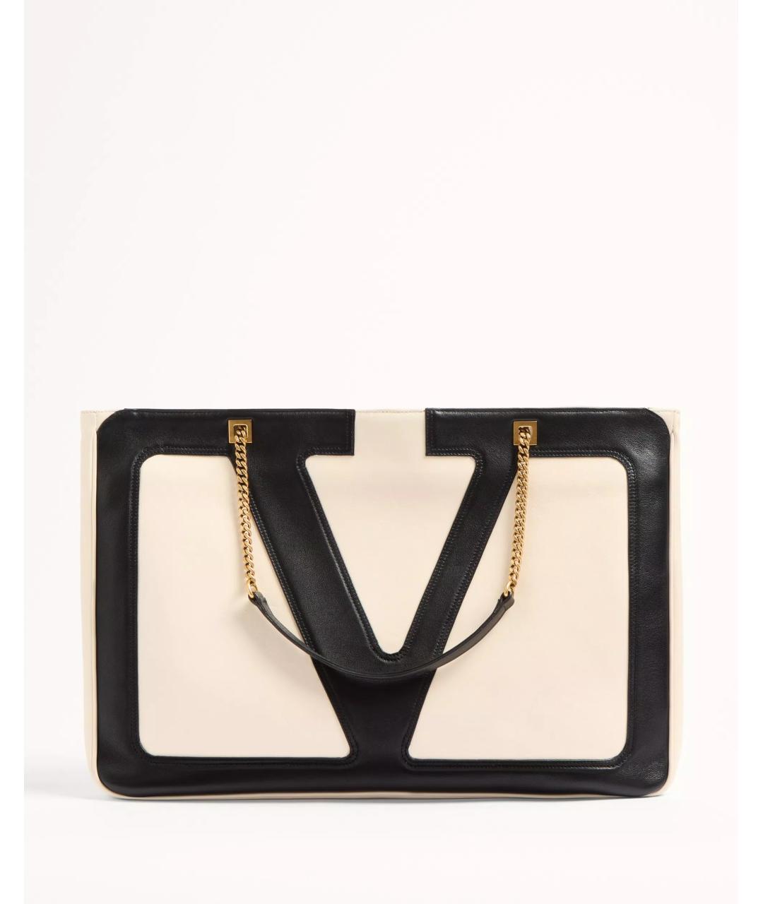 VALENTINO Бежевая кожаная сумка тоут, фото 9