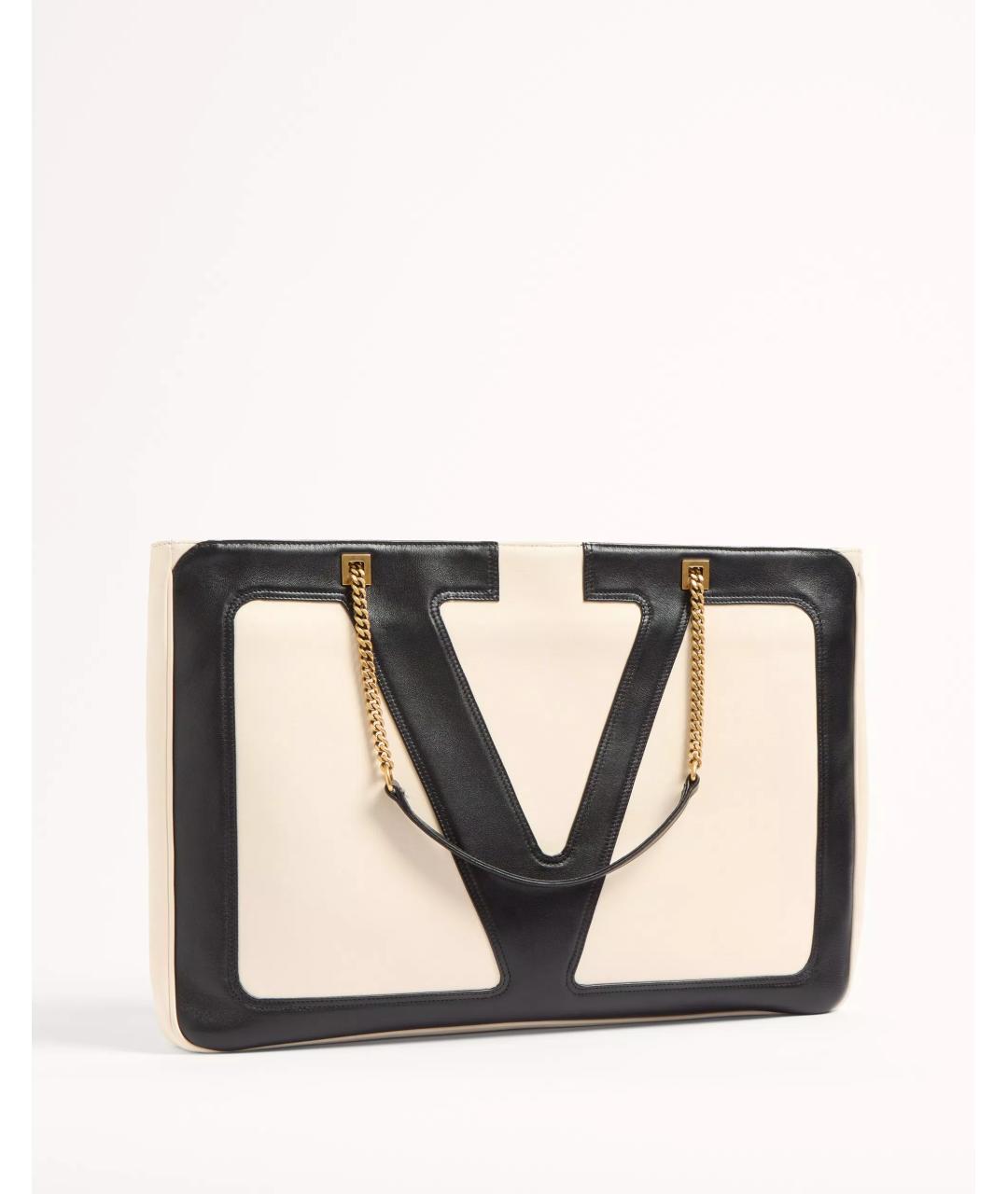 VALENTINO Бежевая кожаная сумка тоут, фото 3