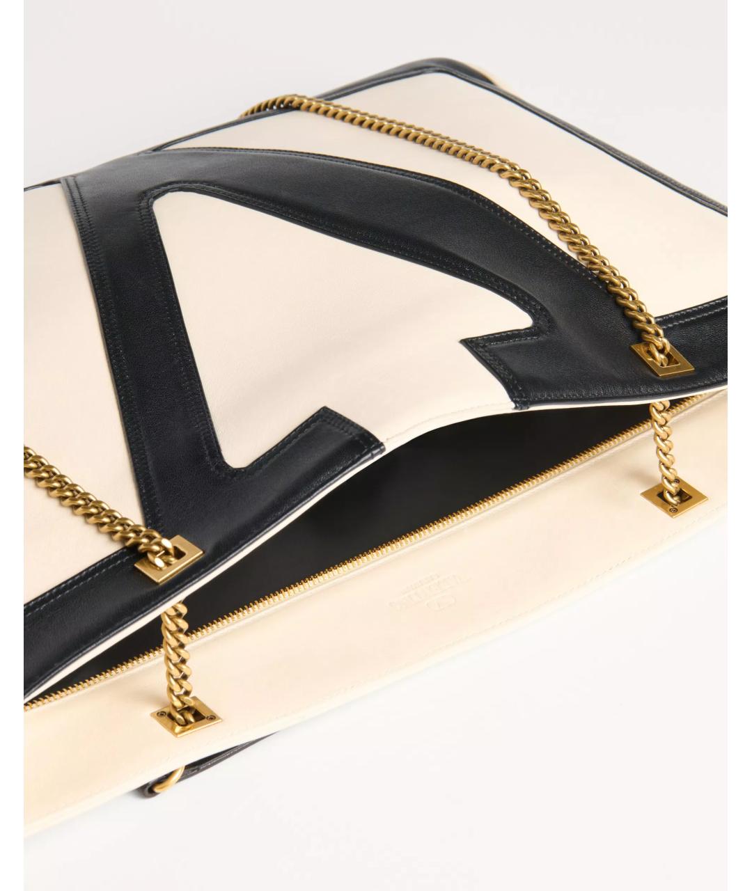 VALENTINO Бежевая кожаная сумка тоут, фото 4