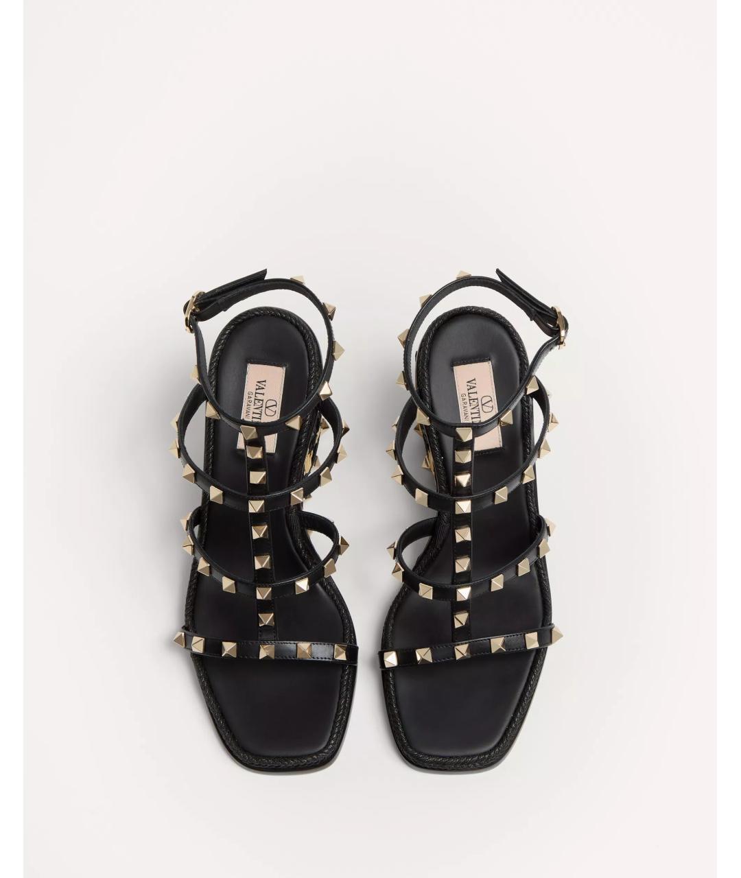 VALENTINO Черные кожаные босоножки, фото 4