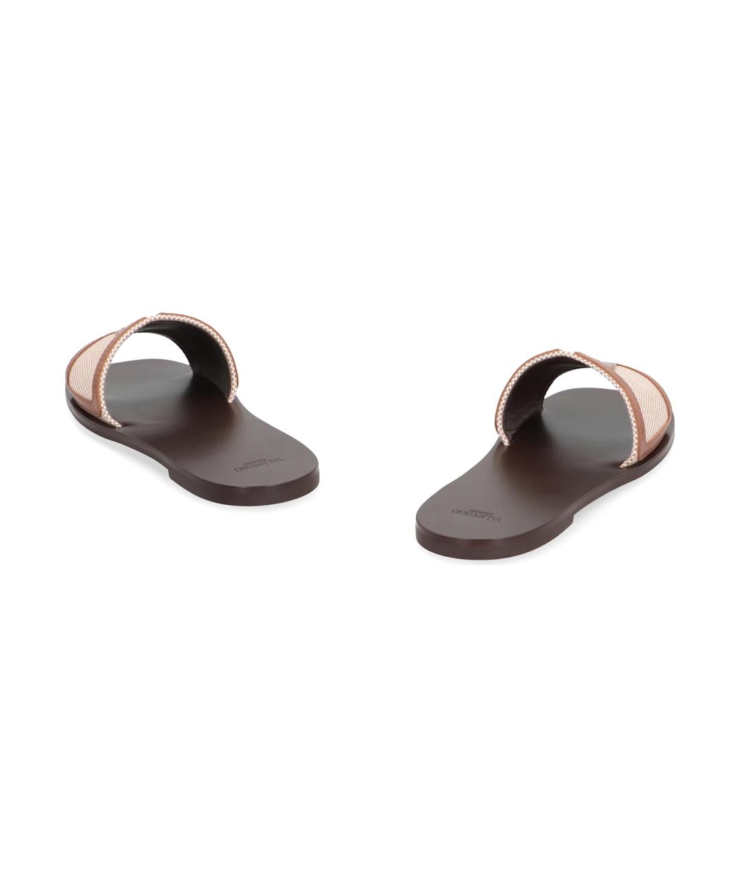 VALENTINO Бежевые текстильные шлепанцы, фото 3