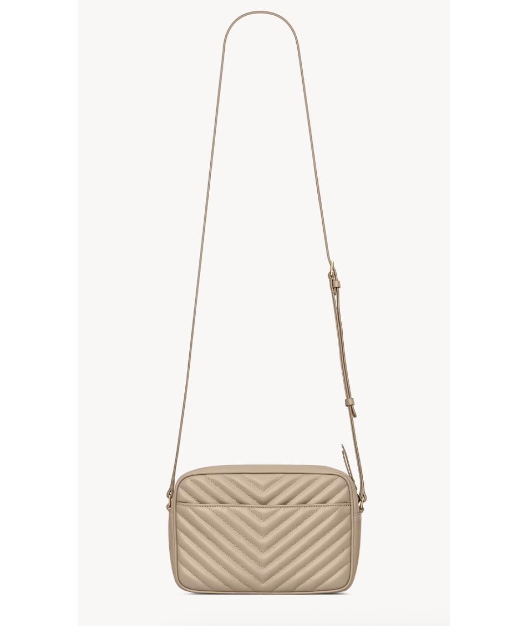 SAINT LAURENT Бежевая кожаная сумка через плечо, фото 2