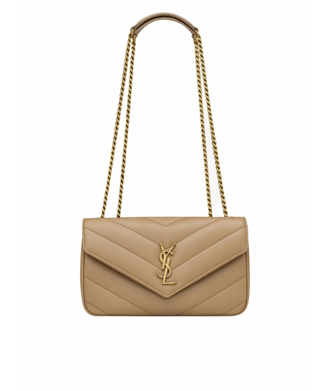 SAINT LAURENT Бежевая кожаная сумка через плечо, фото 1
