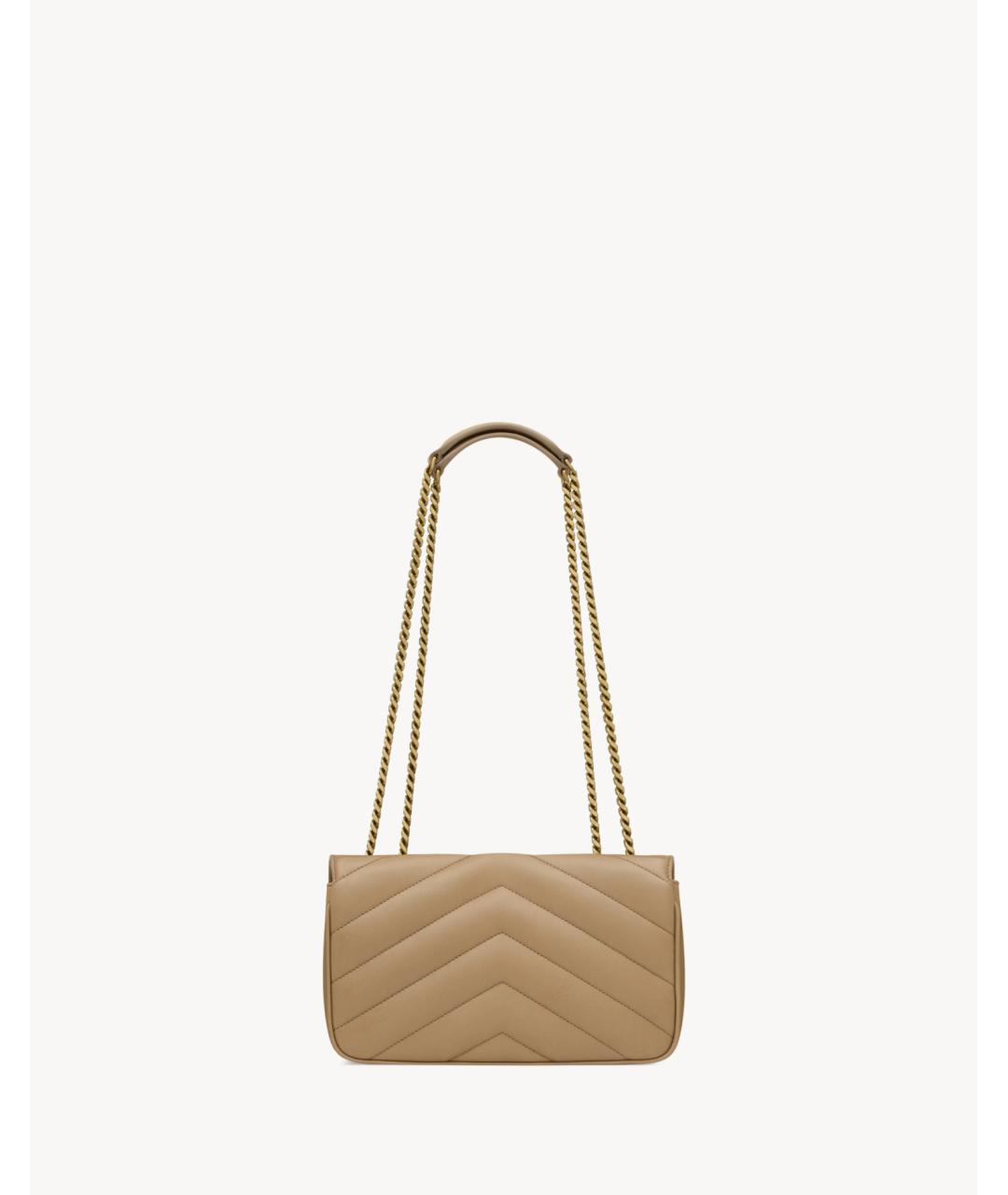 SAINT LAURENT Бежевая кожаная сумка через плечо, фото 2