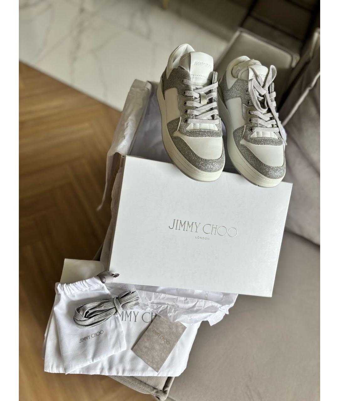 JIMMY CHOO Белые кожаные кеды, фото 4