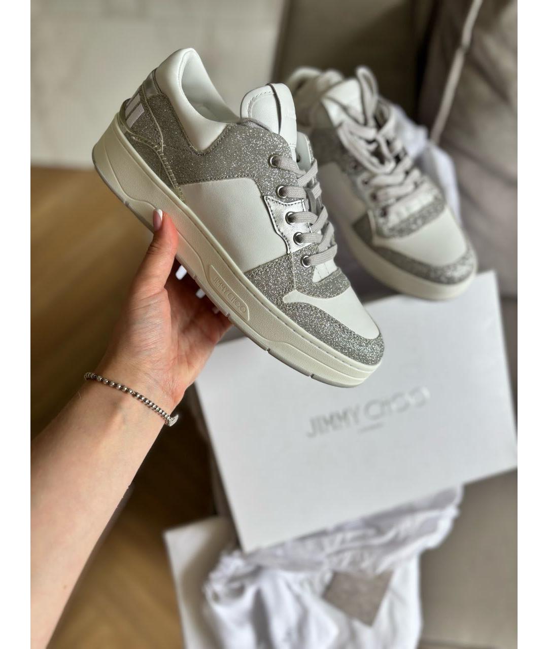 JIMMY CHOO Белые кожаные кеды, фото 3