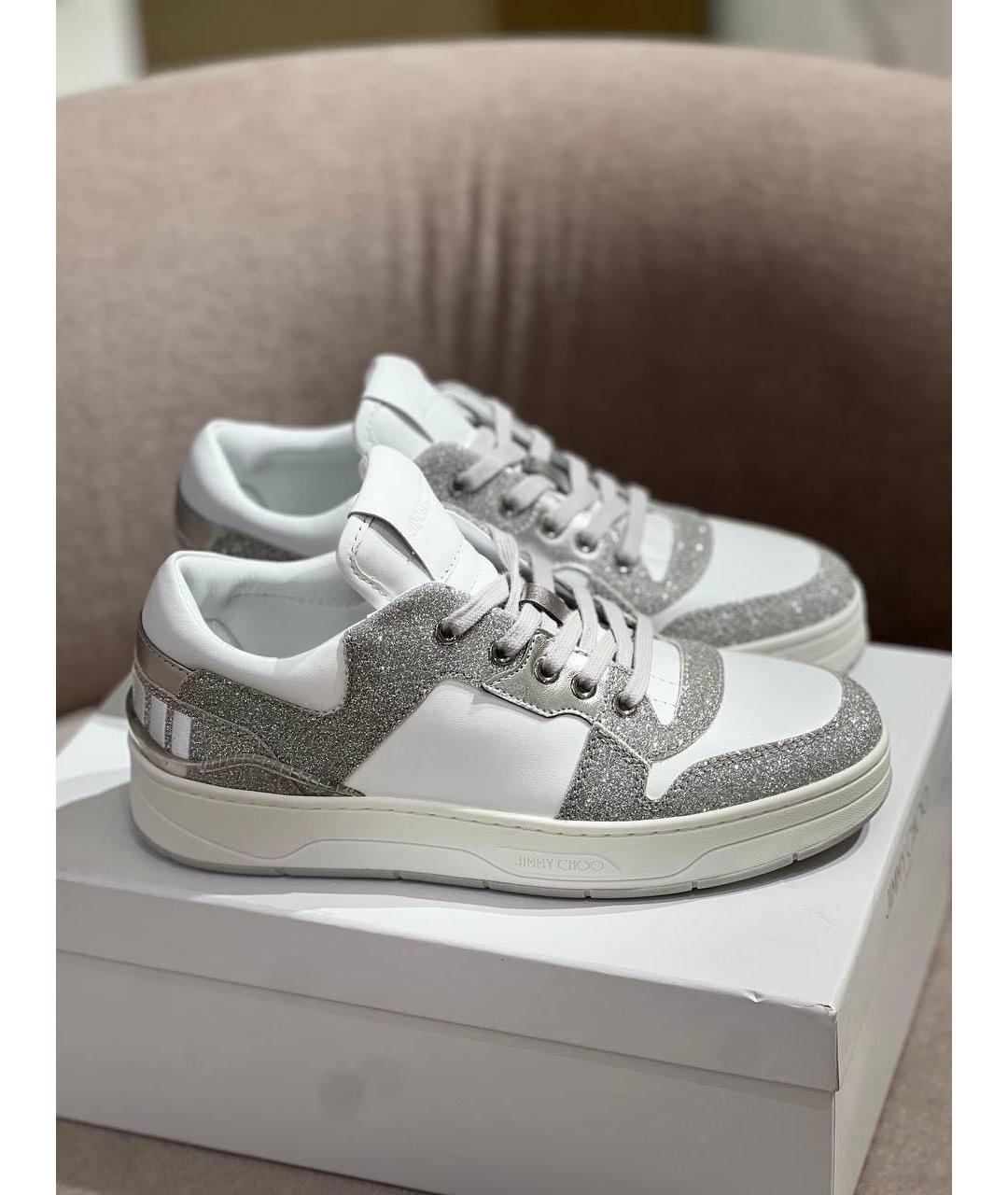 JIMMY CHOO Белые кожаные кеды, фото 6