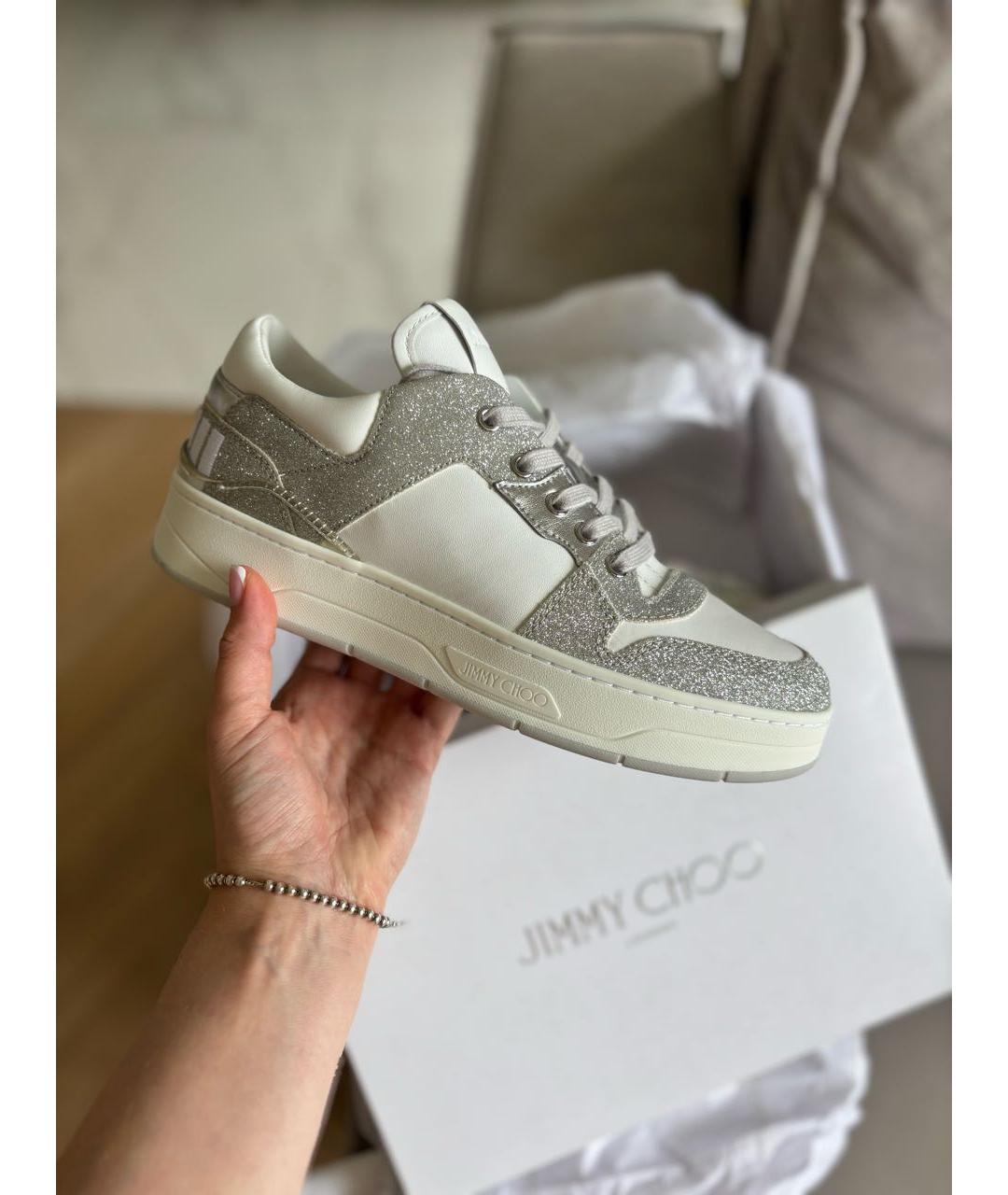 JIMMY CHOO Белые кожаные кеды, фото 2