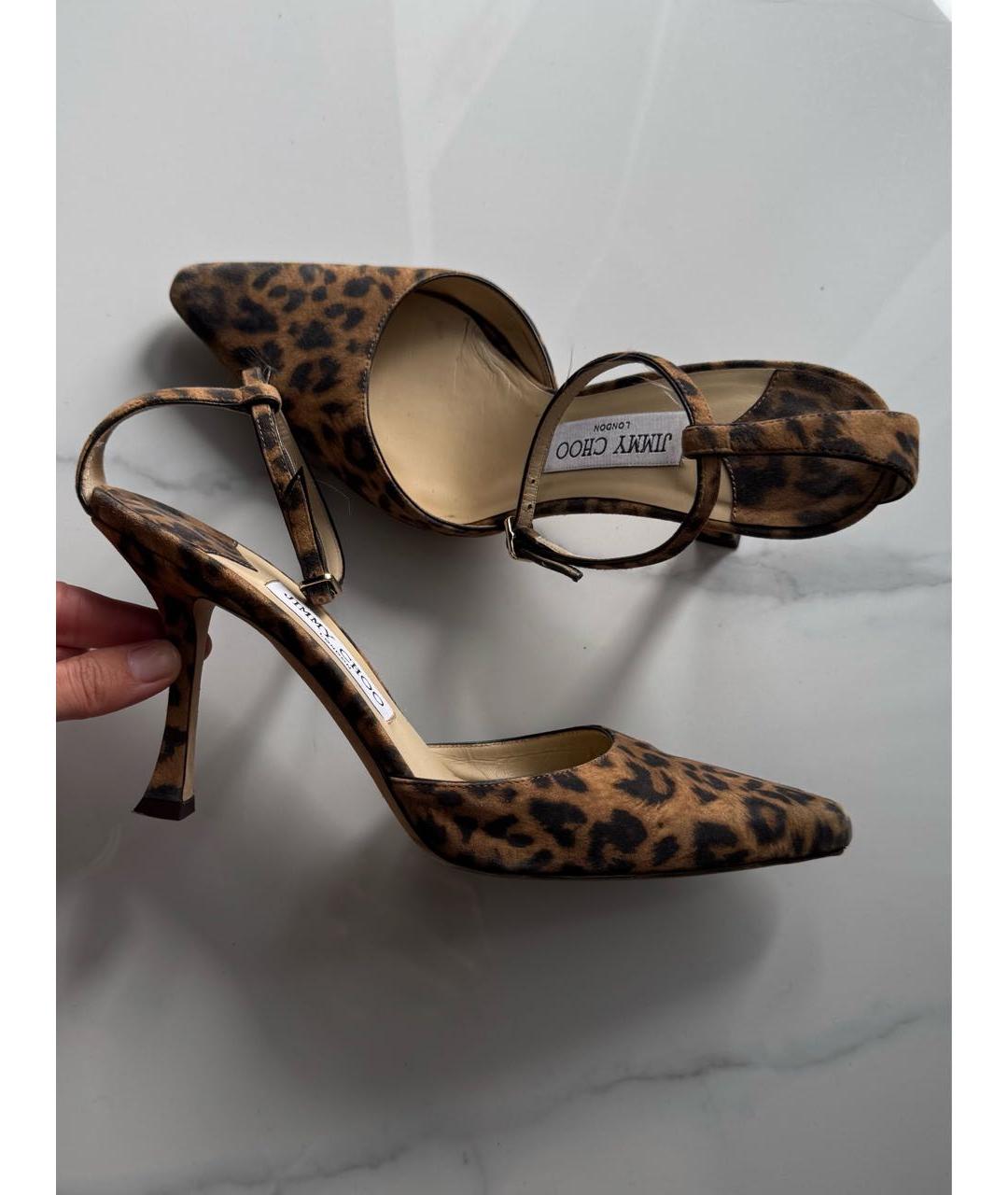 JIMMY CHOO Коричневые текстильные туфли, фото 4