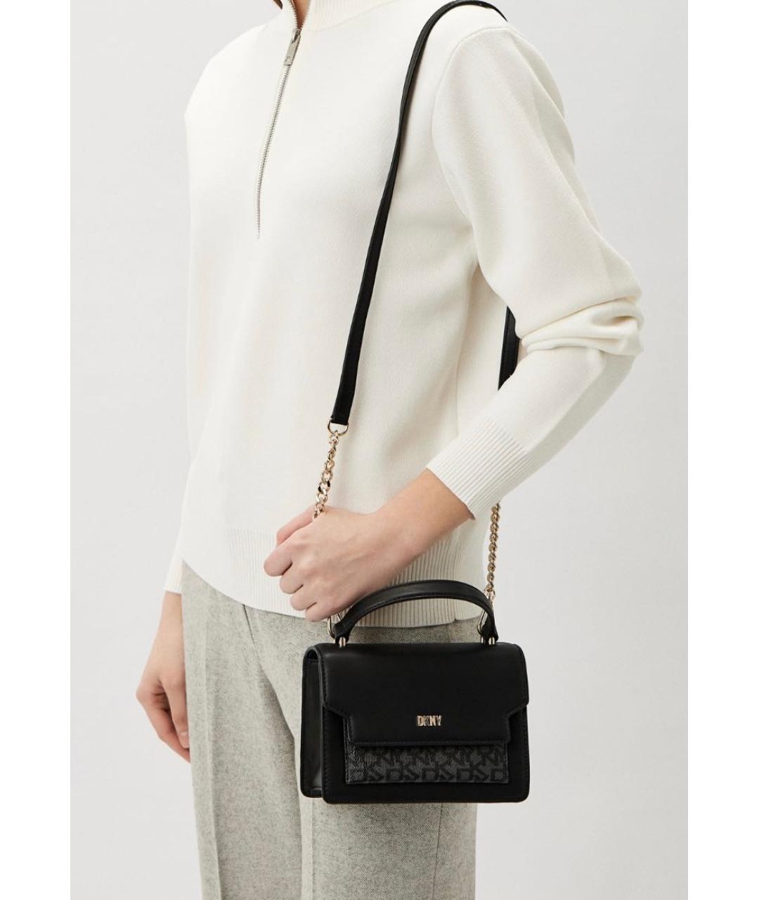 DKNY Черная кожаная сумка через плечо, фото 4
