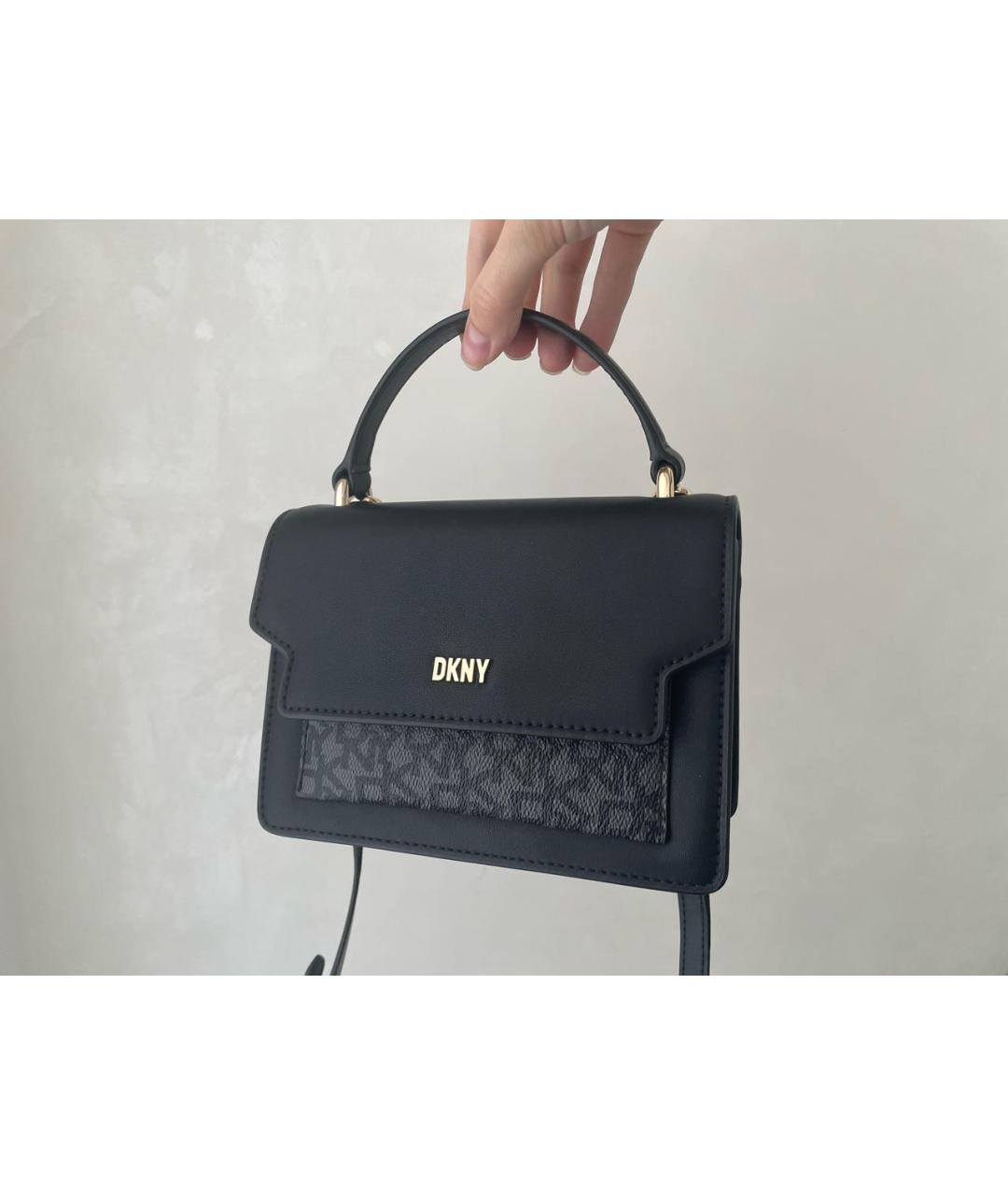 DKNY Черная кожаная сумка через плечо, фото 2