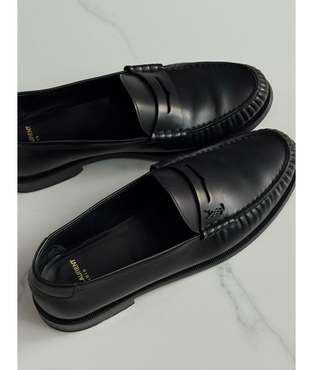 SAINT LAURENT Черные кожаные лоферы, фото 8