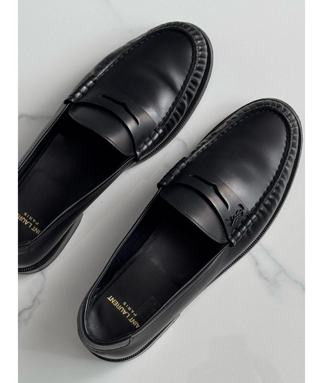 SAINT LAURENT Черные кожаные лоферы, фото 9