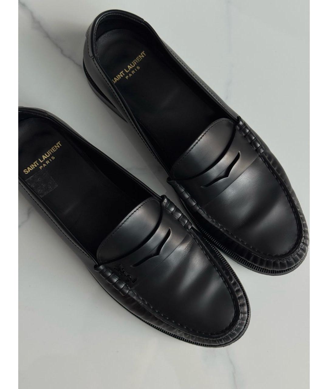 SAINT LAURENT Черные кожаные лоферы, фото 3