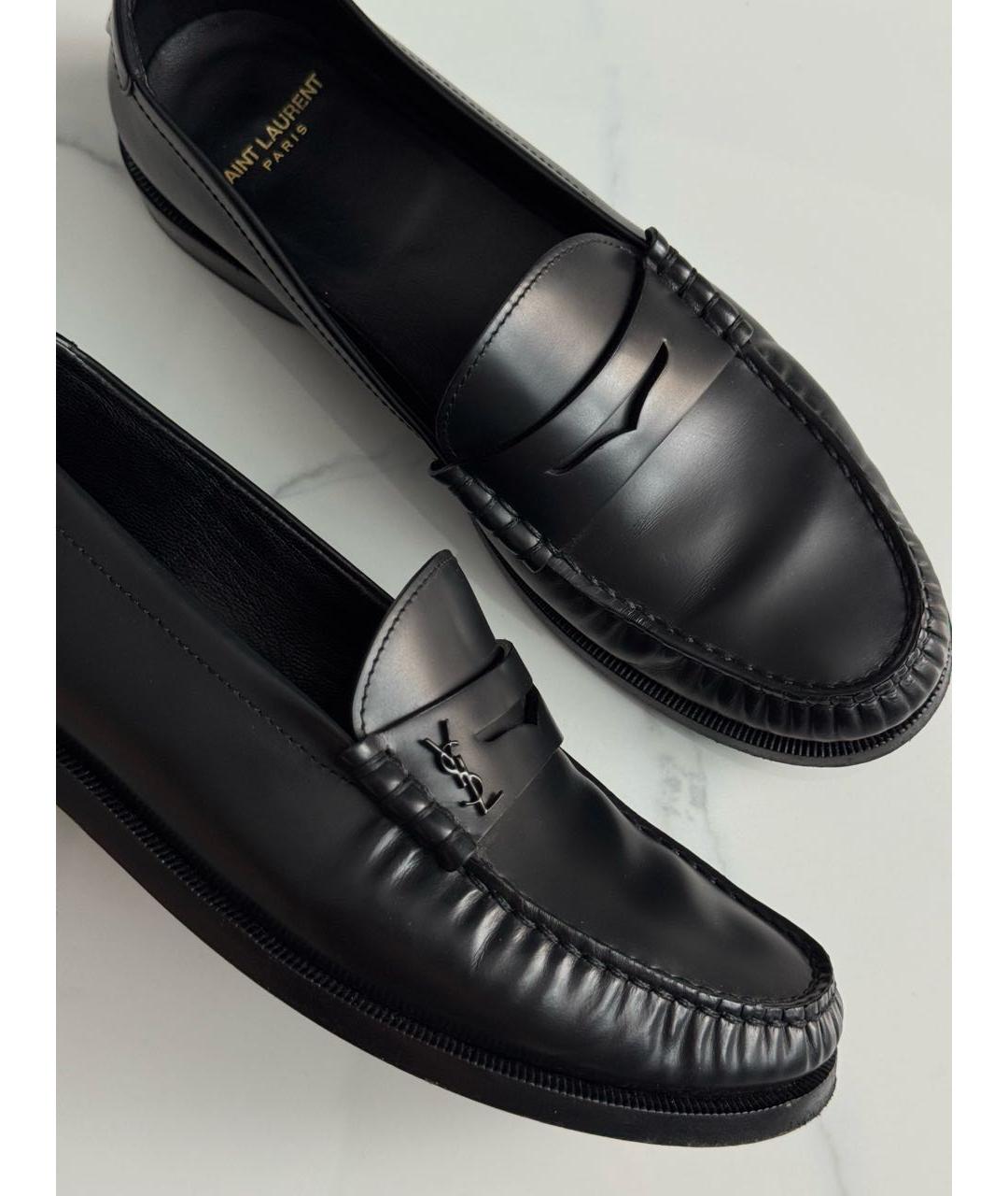 SAINT LAURENT Черные кожаные лоферы, фото 4