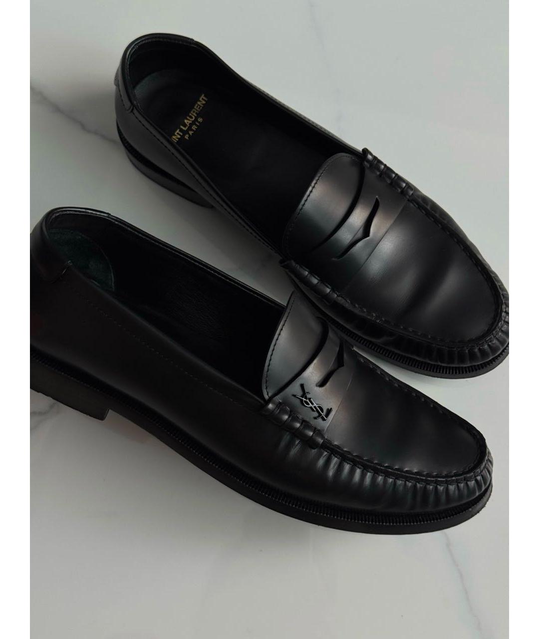 SAINT LAURENT Черные кожаные лоферы, фото 2