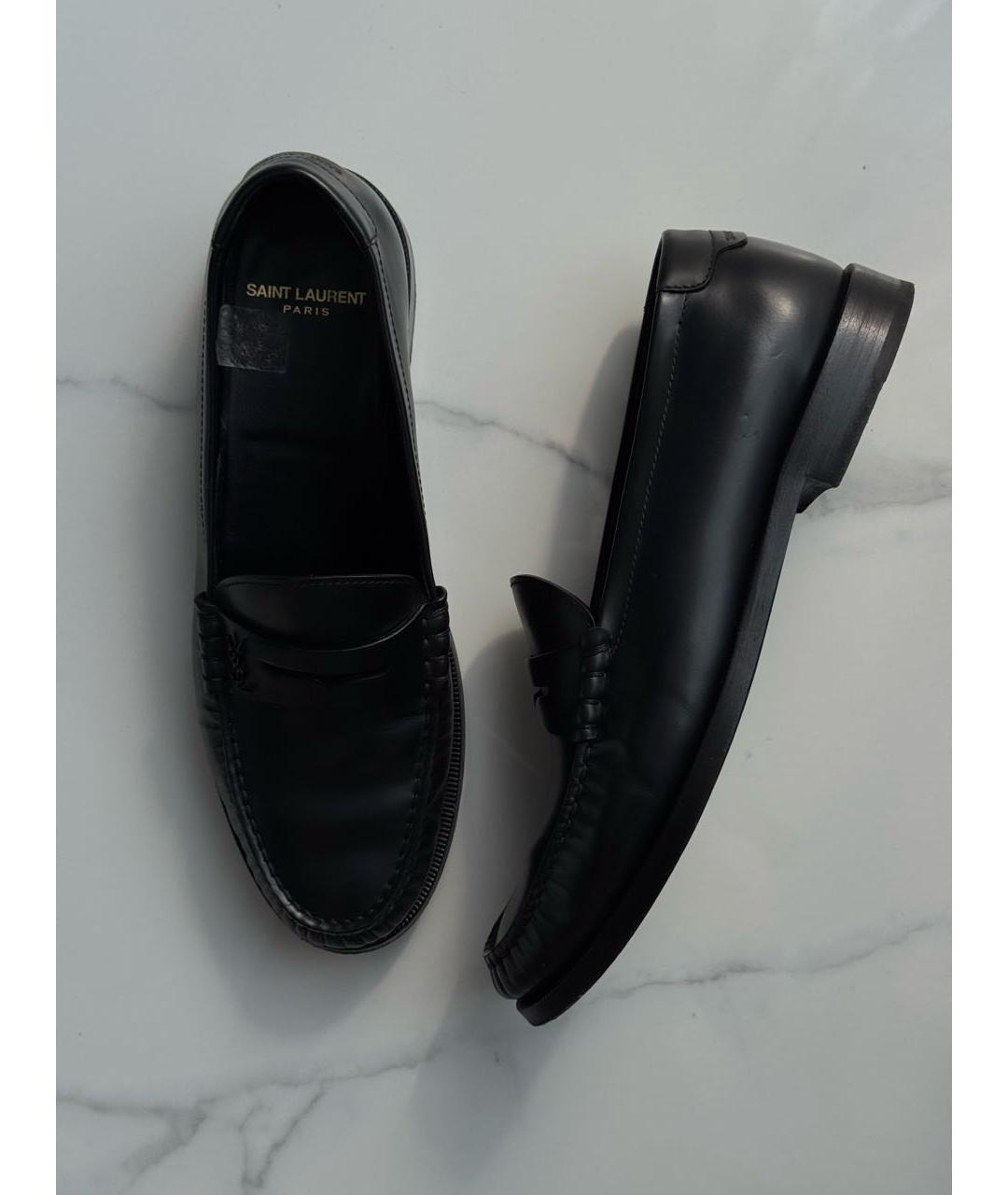 SAINT LAURENT Черные кожаные лоферы, фото 5